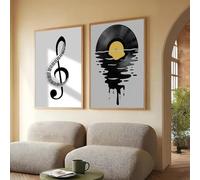 Cuadro de música sencilla con caligrafía en lienzo, póster HD, arte de pared para pasillo interior, sala de estar, decoración del hogar, vacaciones (30 x 45 cm, 2 unidades)