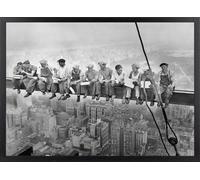 Cuadro de Obreros en un Rascacielos - Poster de Fotografía Histórica Blanca y Negra con Marco de madera - Arte mural de Almuerzo sobre un Rascacielos Lunch atop a Skyscraper - Cuadros Retro