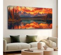 Cuadro de paisaje de gran tamaño, arte mural, cuadros abstractos horizontales, pósteres e impresiones para sala de estar, lienzo decorativo (75 x 150 cm, sin marco)