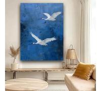 Cuadro de paisaje pintado al óleo en azul y dorado para pared, arte abstracto moderno para sala de estar y decoración del hogar (30x45cm)