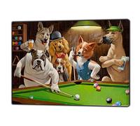 Cuadro de pared con diseño de perros jugando a la piscina en lienzo enmarcado para decoración del hogar, 50 x 30 cm, 18 mm de profundidad