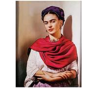 Cuadro de pared de Frida Kahlo, Frida con un gran mantón rojo póster, pintura en lienzo, casa de campo rústica, decoración moderna para el hogar, la sala de estar y el dormitorio | sin marco,40×60cm