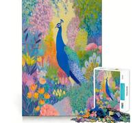 Cuadro de Pavo Real en un jardín Colorido Rompecabezas de 1000 Piezas para Adolescentes Juguete para ejercitar la Mente Divertido y Relajante Arte para armar Artículo de colección (50x75cm)