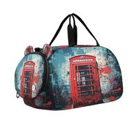 Cuadro De TeléFono Rojo Art Bolsa de Deporte para NatacióN Gimnasio con Compartimento para Zapatos,Bolsa de Viaje Tipo Fin de Semana Bolso de Mano para NiñAs
