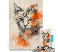 Cuadro de un Gato, 1000 Piezas, Rompecabezas para Adultos, Regalos, Mejora la Memoria, relajación Mental, Corte Premium, cálida Sorpresa (38x52cm)