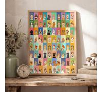 Cuadro Decoración De Pared Amarillo Póster Grandes Temas Divertidos Gatos Perros Dormitorio 40X50Cm Cartel Mural Animales Dibujos Animados Impresión Lienzo Foto Arte Póster De Pared Salón Sin Marco