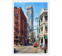 Cuadro Decoración De Pared Azul Cielo Póster Grandes Calle De Ciudad Moderna Dormitorio 50X70Cm Cartel Mural Ilustración De Paisaje Impresión Lienzo Foto Arte Póster De Pared Salón Sin Marco