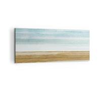 Cuadro Decorativo 100x40cm Moderno Panorámico Abstracto Marino - 4263 | rayas Oro Abstracción Cuadro sobre Lienzo Arte mural Decoración del Hogar Salón Dormitorio Cocina Oficina Cuadros de Pared