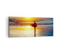 Cuadro Decorativo 100x40cm Moderno Panorámico Paisajes Personas - 2792 | Tablista Oeste Soles Cuadro sobre Lienzo Arte mural Decoración del Hogar Salón Dormitorio Cocina Oficina Cuadros de Pared