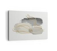Cuadro Decorativo 100x70cm Moderno Horizontal Abstracto Pastel - 4149 | Hola Oro Abstracción Cuadro sobre Lienzo Grande Arte mural Decoración del Hogar Salón Dormitorio Oficina Cuadros de Pared