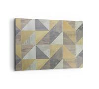 Cuadro Decorativo 100x70cm Moderno Horizontal Abstracto Pastel - 4884 | Geométrico Triángulos Abstracción Cuadro sobre Lienzo Arte mural Decoración del Hogar Salón Dormitorio Cuadros de Pared