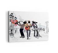 Cuadro Decorativo 100x70cm Moderno Horizontal Cultura Personas - 2933 | Música Instrumentos Calle Cuadro sobre Lienzo Grande Arte mural Decoración del Hogar Salón Dormitorio Cuadros de Pared