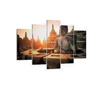Cuadro Decorativo 150x100cm Moderno Tríptico Arquitectura Paisajes - 4026 | Buda Creencia Asia Cuadro sobre Lienzo Grande Arte mural Decoración del Hogar Salón Dormitorio Oficina Cuadros de Pared