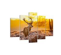 Cuadro Decorativo 150x100cm Moderno Tríptico Naturaleza Animales - 2552 | Otoño Paisaje Cuadro sobre Lienzo Grande Arte mural Decoración del Hogar Salón Dormitorio Cocina Oficina Cuadros de Pared