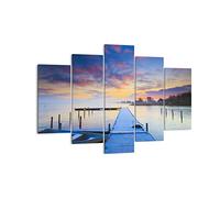 Cuadro Decorativo 150x100cm Moderno Tríptico Paisajes Marino - 2213 | Países Bajos Naturaleza Mar Cuadro sobre Lienzo Grande Arte mural Decoración del Hogar Salón Dormitorio Cuadros de Pared