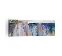 Cuadro Decorativo 160x50cm Moderno Panorámico Abstracto Pastel - 4751 | Pinturas Aceite Abstracción Cuadro sobre Lienzo Grande Arte mural Decoración del Hogar Salón Dormitorio Cuadros de Pared