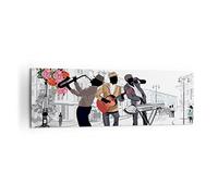 Cuadro Decorativo 160x50cm Moderno Panorámico Cultura Personas - 2933 | Música Instrumentos Calle Cuadro sobre Lienzo Grande Arte mural Decoración del Hogar Salón Dormitorio Cuadros de Pared