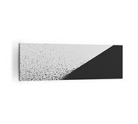 Cuadro Decorativo 160x50cm Panorámico Abstracto Blanco y Negro - 4989 | Fondo Geometría Negro Cuadro sobre Lienzo Grande Arte mural Decoración del Hogar Salón Dormitorio Oficina Cuadros de Pared