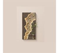Cuadro decorativo 3D de 9 peces, decoración de pared de arenisca de 2 capas con jarrón de cristal, arte de pared retroiluminado con LED y planta artificial, macetero de pared para sala de estar u hot