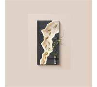 Cuadro decorativo 3D de 9 peces, decoración de pared de arenisca de 2 capas con jarrón de cristal, cuadro decorativo con retroiluminación LED y planta artificial, macetero de pared para sala de estar