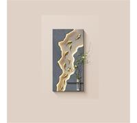 Cuadro decorativo 3D de 9 peces, decoración de pared de arenisca de 2 capas con jarrón de cristal, cuadro decorativo con retroiluminación LED y planta artificial, macetero de pared para sala de estar