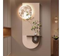 Cuadro Decorativo 3D de Arenisca con luz LED y Plantas Verdes simuladas, Pintura Decorativa Moderna y Escultura artística para Sala de Estar y Dormitorio (B, 15,7 * 31,5 Pulgadas)