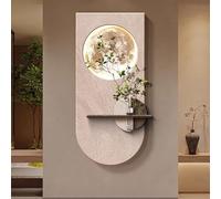 Cuadro Decorativo 3D de Arenisca con luz LED y Plantas Verdes simuladas, Pintura Decorativa Moderna y Escultura artística para Sala de Estar y Dormitorio (A, 19,7 * 39,4 Pulgadas)