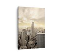 Cuadro Decorativo 70x100 cm Moderno Vertical Arquitectura Ciudades - 2630 | Nueva York Ciudad Rascacielos Cuadro sobre Lienzo Grande Arte mural Decoración del Hogar Salón Dormitorio Cocina