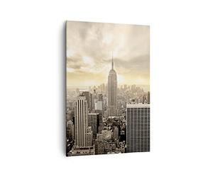 Cuadro Decorativo 70x100 cm Moderno Vertical Arquitectura Ciudades - 2630 | Nueva York Ciudad Rascacielos Cuadro sobre Lienzo Grande Arte mural Decoración del Hogar Salón Dormitorio Cocina