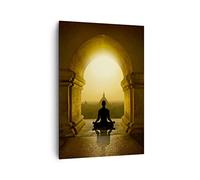 Cuadro Decorativo 70x100 cm Moderno Vertical Arquitectura Cultura - 4474 | Meditación Templo Sombra Cuadro sobre Lienzo Grande Arte mural Decoración del Hogar Salón Dormitorio Cocina Cuadros de Pared