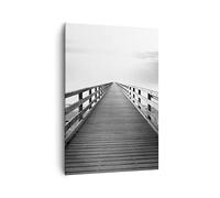 Cuadro Decorativo 70x100 cm Moderno Vertical Blanco y Negro Paisajes - 4424 | Muelle Perspectiva Y Cuadro sobre Lienzo Grande Arte mural Decoración del Hogar Salón Dormitorio Cocina Cuadros de Pared