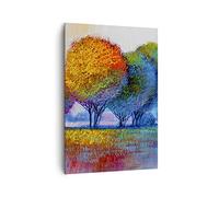 Cuadro Decorativo 70x100 cm Moderno Vertical Botánica Paisajes - 4094 | Árboles Prado Verano Cuadro sobre Lienzo Grande Arte mural Decoración del Hogar Salón Dormitorio Cocina Cuadros de Pared