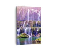 Cuadro Decorativo 70x100 cm Moderno Vertical Paisajes Naturaleza - 3893 | Cascada Cuadro sobre Lienzo Grande Arte mural Decoración del Hogar Salón Dormitorio Cocina sobre Lienzo Cuadros de Pared