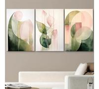 Cuadro decorativo abstracto moderno en lienzo que combina líneas geométricas y colores suaves, decoración de pared de estilo nórdico para el hogar (40 x 50 cm/3 piezas sin marco).