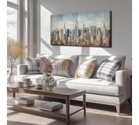 Cuadro decorativo con el horizonte de Nueva York para sala de estar, lienzo decorativo para dormitorio, encima de la cama, decoración moderna para el hogar y la oficina (70x120cm/marco interno)