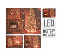 Cuadro decorativo con LED 38x1,5x28 cm, diseño chimenea, colores surtidos, ideal para ambientar y dar luz a espacios interiores.