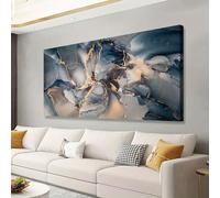 Cuadro decorativo con textura de mármol abstracto en bloque, arte de pared para sala de estar, impresión artística de línea elegante, decoración del hogar (50 x 100 cm/marco interior)