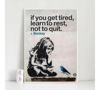 Cuadro decorativo de Banksy con la imagen de una niña y un pájaro azul. Póster inspirador. Pintura sobre lienzo. Arte para pared. Decoración del hogar. Obra de arte (40x60cm (16x24in)/Sin marco).