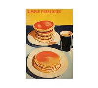 Cuadro decorativo de cocina retro con panqueques y café, póster de lienzo para decoración de pared, pinturas para sala de estar, dormitorio, 24 x 36 pulgadas (60 x 90 cm)