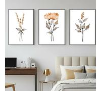 Cuadro decorativo de estilo bohemio con motivos botánicos y florales, pintura botánica nórdica minimalista sobre lienzo para la decoración de la sala de estar o el dormitorio (50x75cm - 3 piezas)