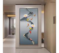 Cuadro decorativo de estilo chino con nueve peces, moderno y sencillo, para sala de estar, recibidor, pasillo, impresiones en lienzo (90 x 180 cm/sin marco)