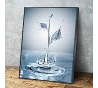 Cuadro decorativo de hojas azules para baño | Pintura para la pared del baño | Láminas de arte abstracto sobre lienzo | Cuadro decorativo de retrato con salpicaduras sobre lienzo (70x100cm/sin marco)