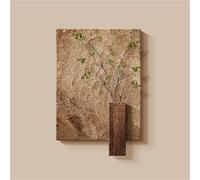 Cuadro decorativo de imitación madera con 2 plantas artificiales, gran decoración de pared colgante, elegante cuadro de pared, arte de pared texturizado para sala de estar y oficina (B, 31,5 x 23,6 p