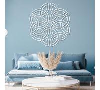Cuadro Decorativo de Metal Blanco con Nudo Eterno, Arte Mural de geometría Sagrada y espiritualidad, Escultura Moderna para Sala de Estar, Dormitorio, Pasillo y escaleras (Blanco, 90 x 83 cm