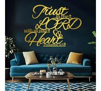 Cuadro Decorativo de Metal Dorado con la Frase Confía en el Señor con Todo tu corazón, Arte Cristiano con versículo bíblico en Metal para Pared, Escultura Moderna para Sala de Estar, dormi