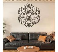 Cuadro Decorativo de Metal Negro con Nudo Eterno, Arte Mural de geometría Sagrada y espiritualidad, Escultura Moderna para Sala de Estar, Dormitorio, Pasillo y escaleras (Negro, 90 x 83 cm).