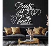 Cuadro Decorativo de Metal Plateado con la Frase Confía en el Señor con Todo tu corazón, Arte Cristiano con versículo bíblico en Metal para Pared, Escultura Moderna para Sala de Estar, dor