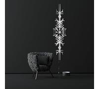 Cuadro Decorativo de Metal Plateado con símbolos Vikingos, runas nórdicas Vintage, Escultura Moderna para Sala de Estar, Dormitorio, Pasillo y escaleras (Plateado, 167 cm de Largo x 41 cm de