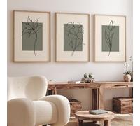 Cuadro Decorativo de Pared Boho Abstract Line Flower Rose Tulip Print Canvas Painting Nordic Poster Wall Pictures Decoración de Sala de Estar Cocina Hogar-(30*50cm/12*20pulgadas)*3PCS-Sin marco