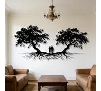 Cuadro Decorativo de Pared con Figura de Pareja en el Árbol de la Vida, Silueta de Metal, decoración romántica para Exteriores, Escultura Moderna para Sala de Estar, Dormitorio, Pasillo y es